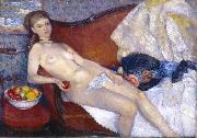 William Glackens Nude with Apple oil painting on canvas